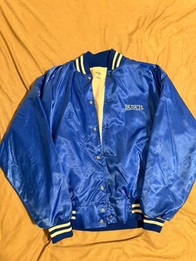 Busch Blue Satin Bomber Jacket